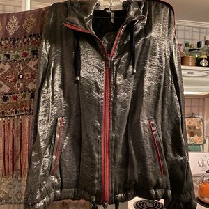 Free People gold metallic bomber jacket size small